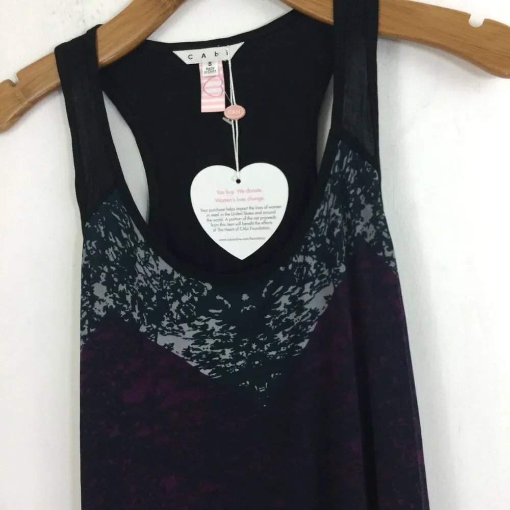 CAbi 559 Heart of Cabi Love Tank Tunic Racerback Tank Top Black/Purple S NWT - Picture 2 of 9
